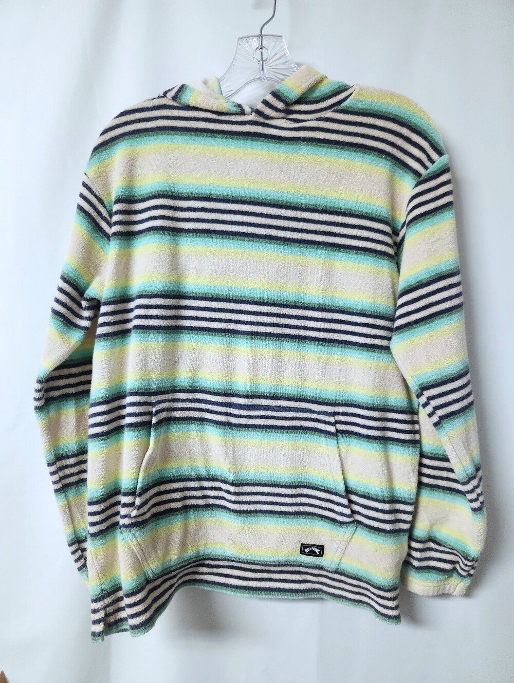 Billabong Boys Flecker Diego Striped Terry Hoodie XL 16 Navy Seafoam